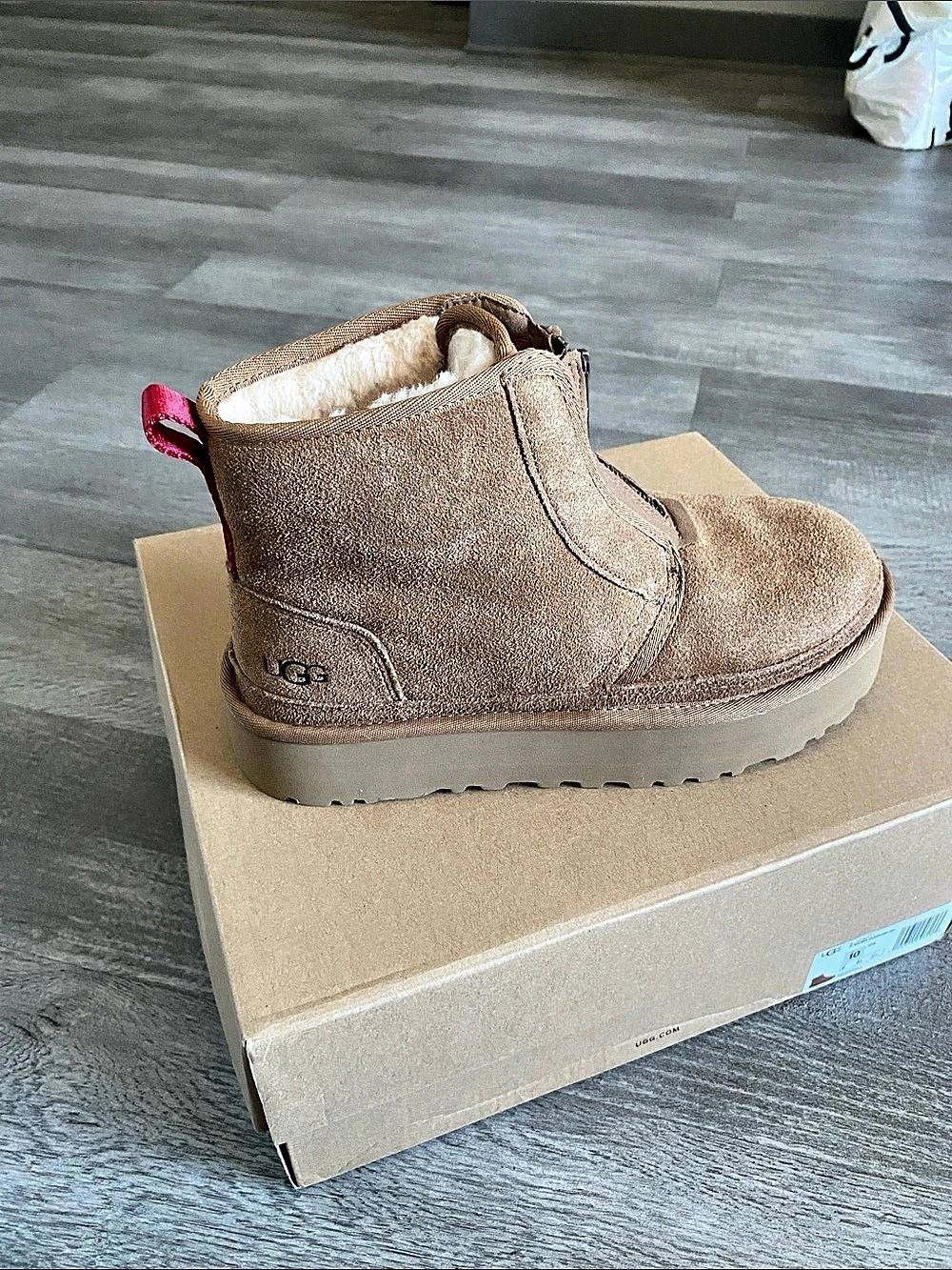 UGG Classic Mini Zip Platform Ankle Boots in Brown